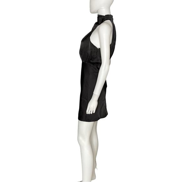 Lulus Modern Instinct Black Satin Mock Neck A-Line Mini Dress Women’s Sz S - Picture 4 of 8